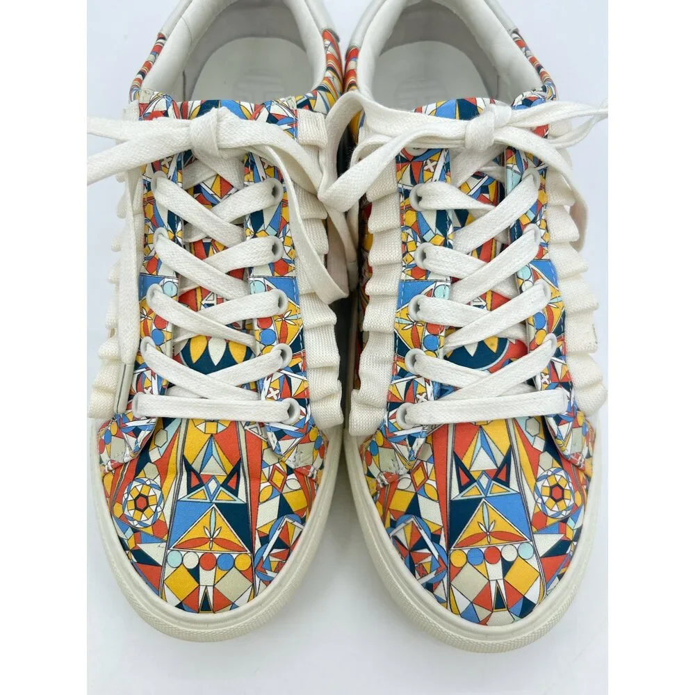 TORY BURCH Size 8.5 Orange Print Women Sneakers